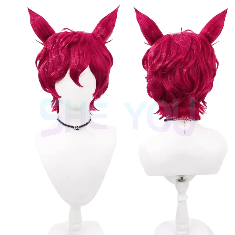 

LoL Heartsteel Sett Cosplay Wig Short Rose Curly Wig With Ear Heat Resistant Synthetic Wig Sett Anime Wig Cosplay + Wig Cap