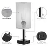 Bedside Lamps With USB CA Charging Ports With 3-Color Modes With Pull Chain Bedroom Lamp With White Fabric Shade Night Light 3