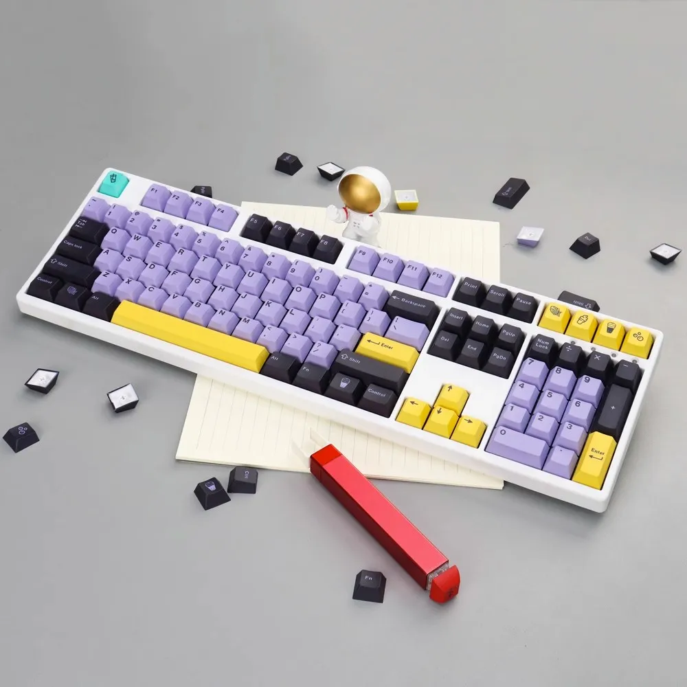 

GMK purple Taro Keycaps PBT Dye Subbed English Key Caps Cherry Profile Keycap With 2.25U 2.75U 3U 7U Spacebar ISO Enter