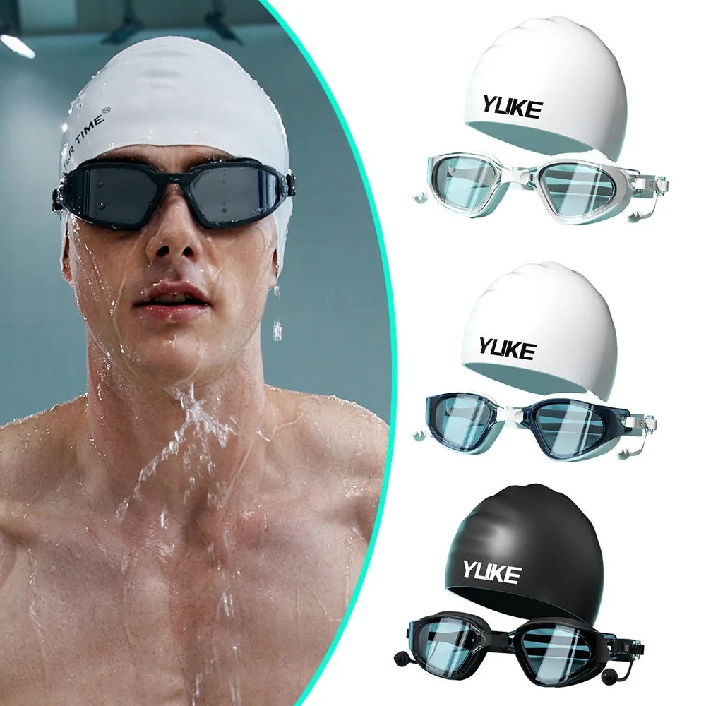 Kit professionnel natation bonnet et lunettes HD - silicone étanche anti-buée équipement sportif complet