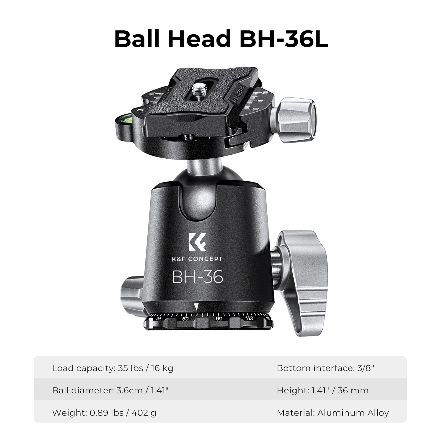 K&F Concept 68''/1.7m Camera Tripod Stand with 16KG/35.2lbs Ball Head For Nikon Canon Sony DSLR X284C4+BH-36 Carbon Fiber Tripod