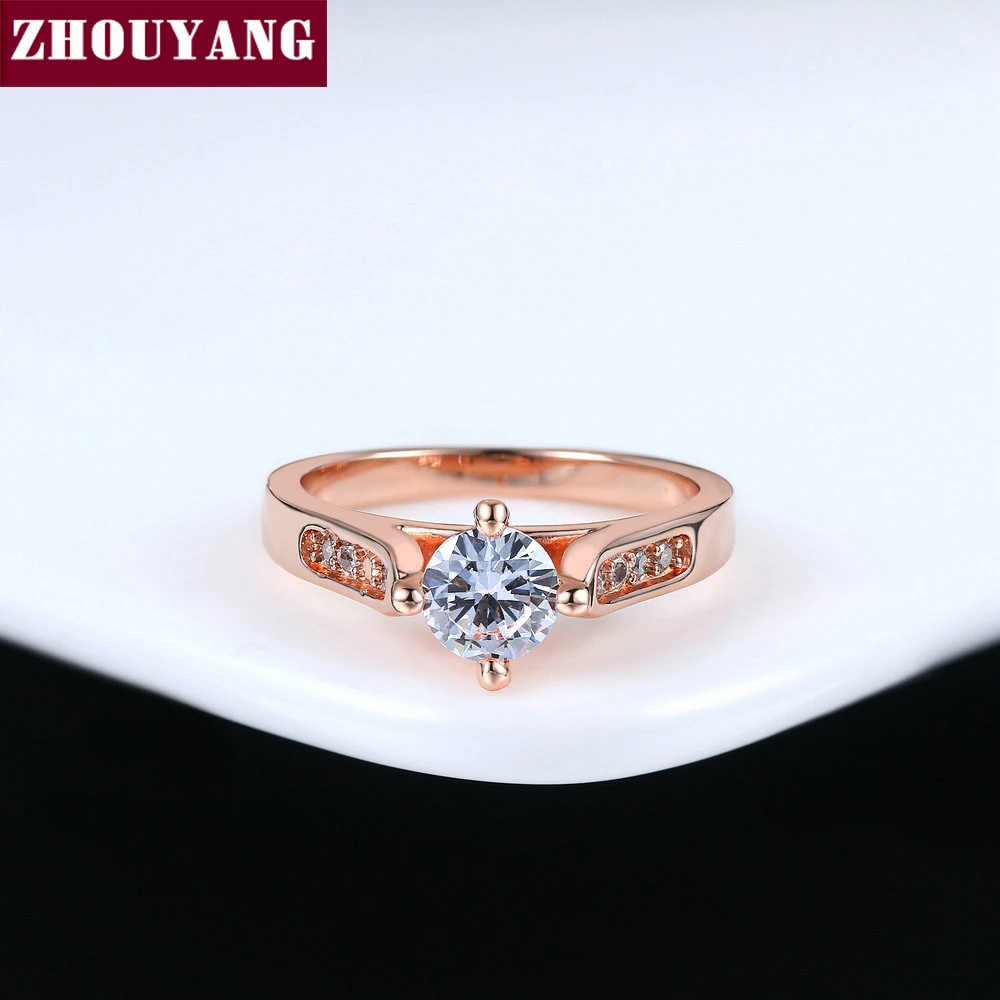 Engagement Wedding Ring For Women Classic Prong Setting CZ Rose Gold Lover's Ring R064 R065 wedding rings,womens ring,jewelry rings,ring jewelry,cubic zircon ring
