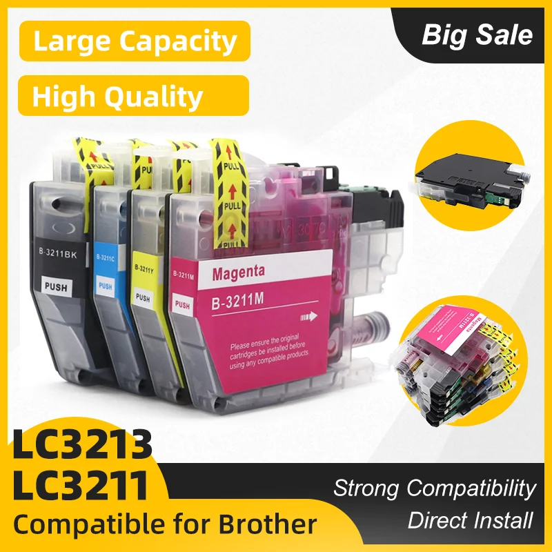 CARTOUCHE D'ENCRE COMPATIBLE BROTHER LC3213 LC3211 NOIR/CYAN/MAGENTA/JAUNE