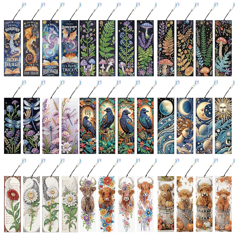 Diamond painting diamond art painting kit diamond painting set 4Pcs special shape flowers crows diamond painting bookmark kit