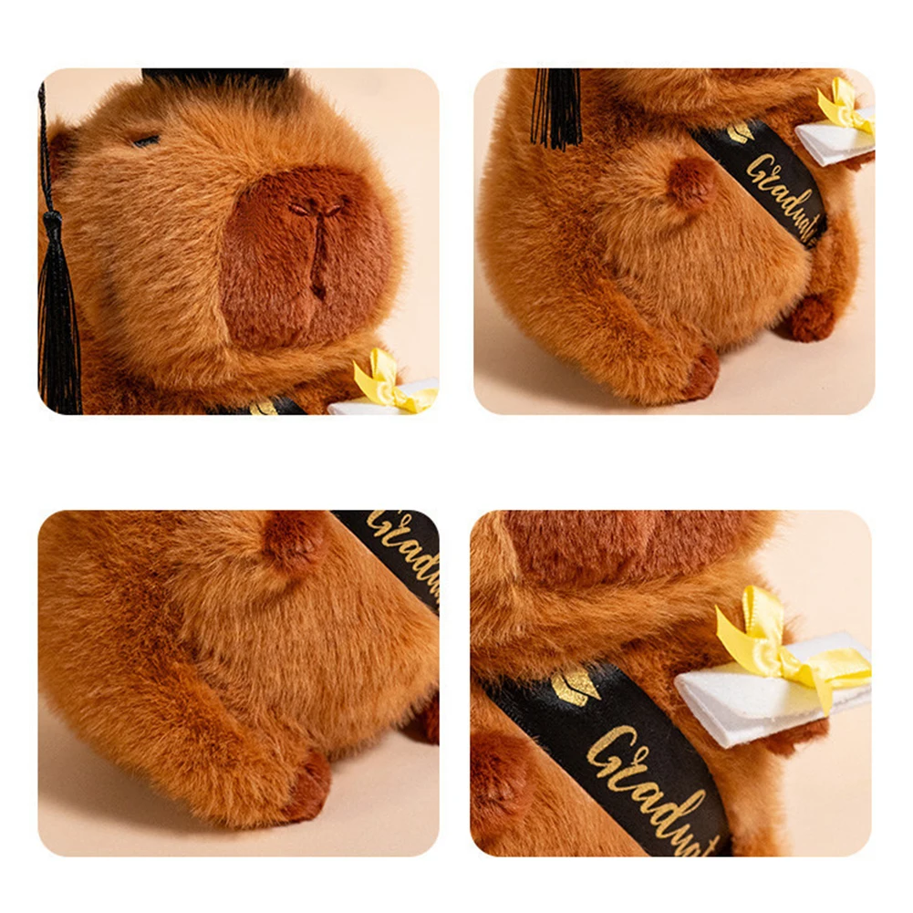 2025 Cute Graduation Cap Capybara PP Cotton Black Cap Graduating Capybara 25cm Kawaii Capybara for College Students Ideal Gifts