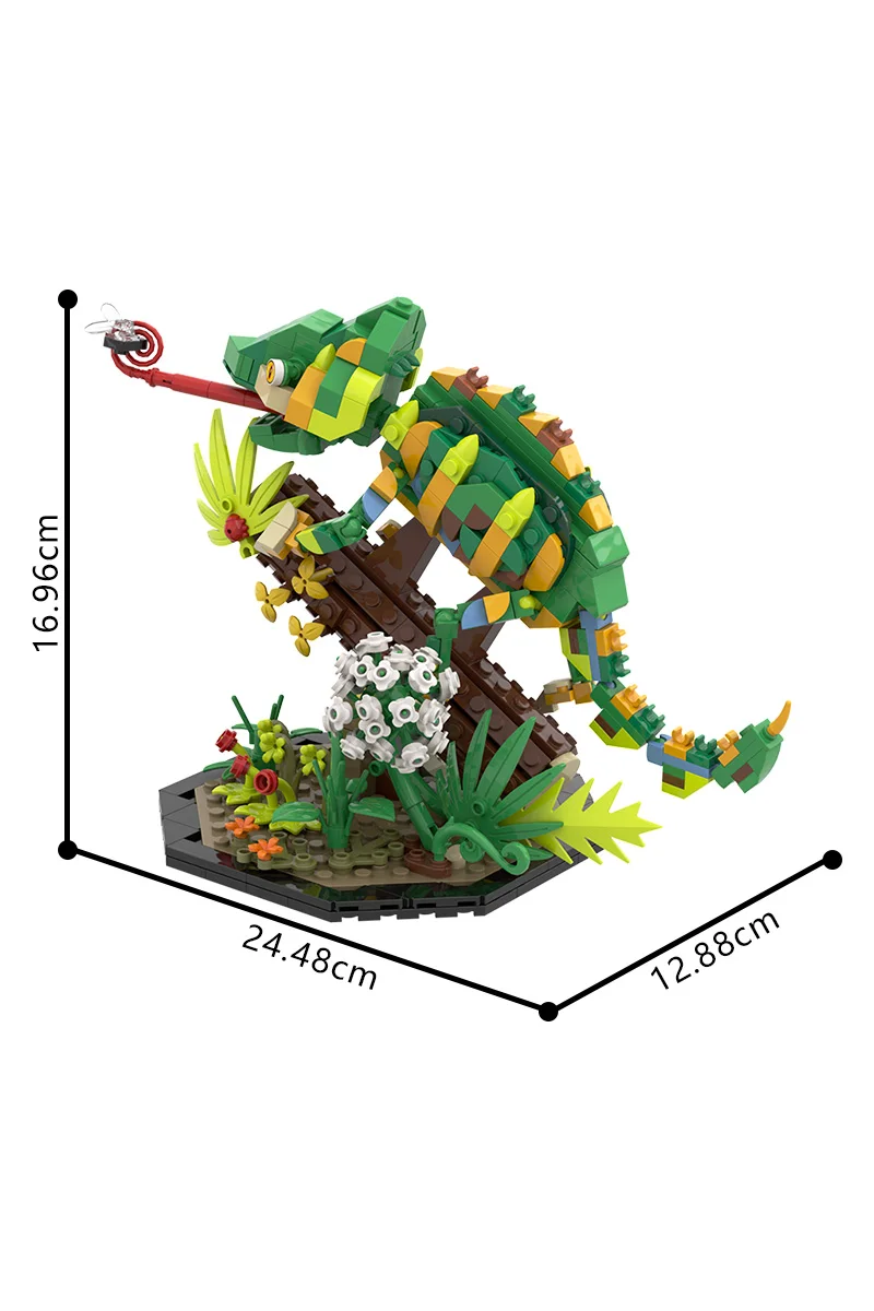 MOC Chamäleon Modell Bausteine Horror Reptil Wüste Eidechse DIY Design Insekt Botanische Ziegel Spielzeug Erwachsene Geschenk – Detail 10