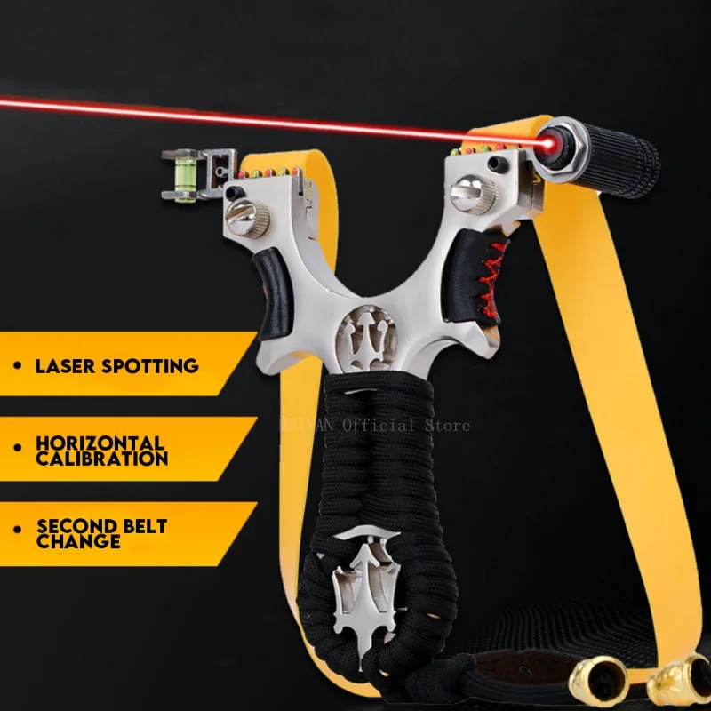 Laser slingshot High Quality Alloy Slingshot Flat Rubber Band Hunting Shooting Outdoor Catapult Hunting Slingshot 3