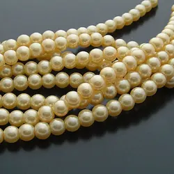 Vibrant Glass Dyeing Color Round Imitation Pearl Beads for DIY Jewelry and Accessories (Yellow)