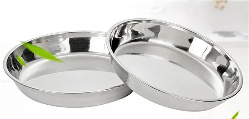 Stainless Steel Plates Stainless Steel thick Flat big Round Dish Charger Plates/Exquisite Silver Serving Tray Delicate Cake Metal deep Plate dish plate