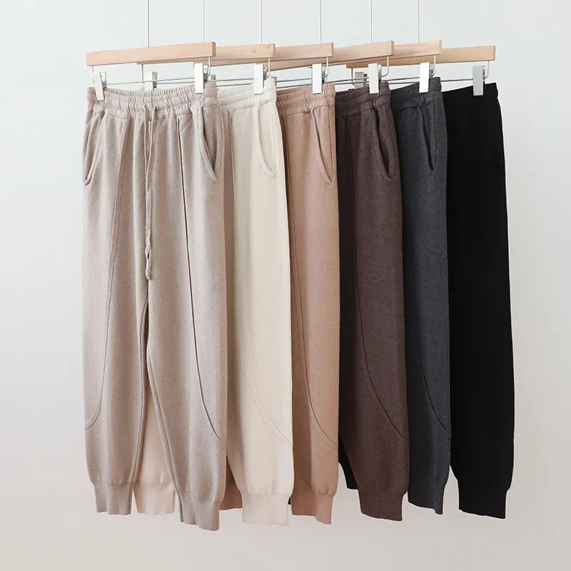 Women Autumn Winter Pants Plus Cashmere Jogger Pants Ladies Fashion Loose High Waist Solid Full Length Trouser Casual Clothing