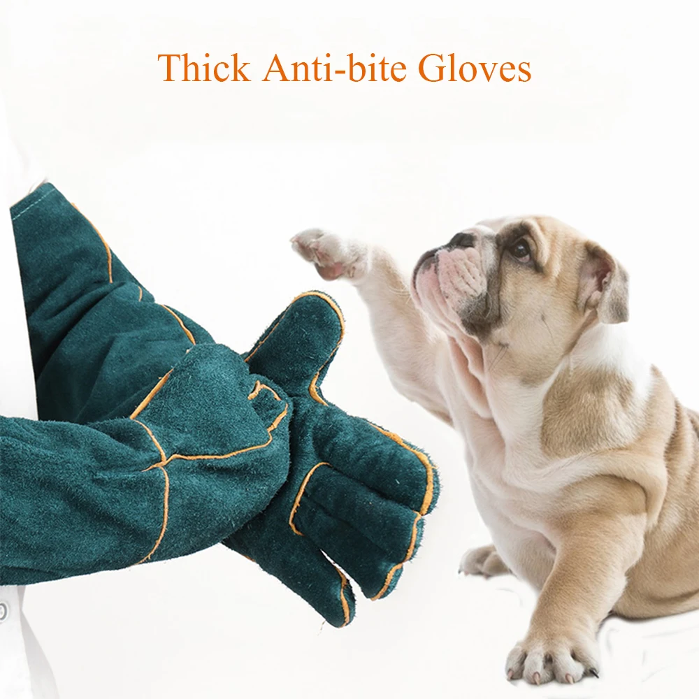 Thick Cowhide Antibite Antiscratch Safty Protection Gloves For Dog