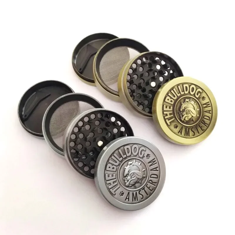 2 inch Metal Bulldog Herb Grinder 4-layer Manual Spice Salt Mill Mortar Tobacco Raw Grass Grinder Cigarette Smoking Tool