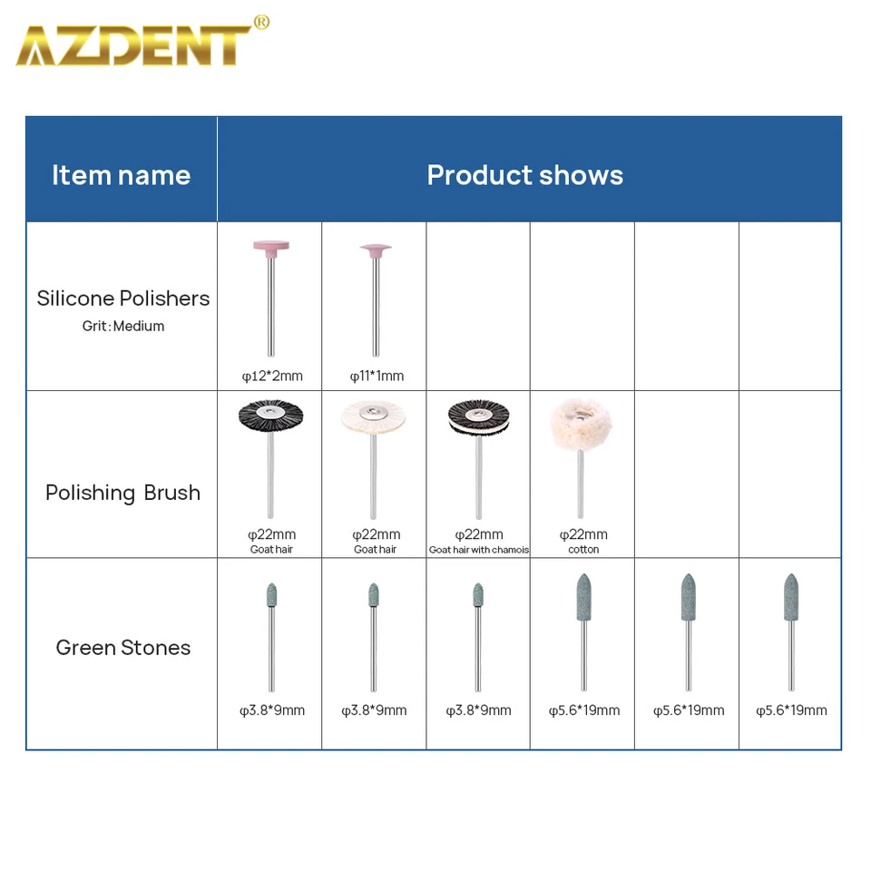 Strumenti Dentali Azdent Lucidatura Kit Professionale Per Lucidatura Ceramica E Porcellana - Laboratorio Odontoiatrico AZDENT Kit Lucidatura Protesi Dentarie - Foto 11