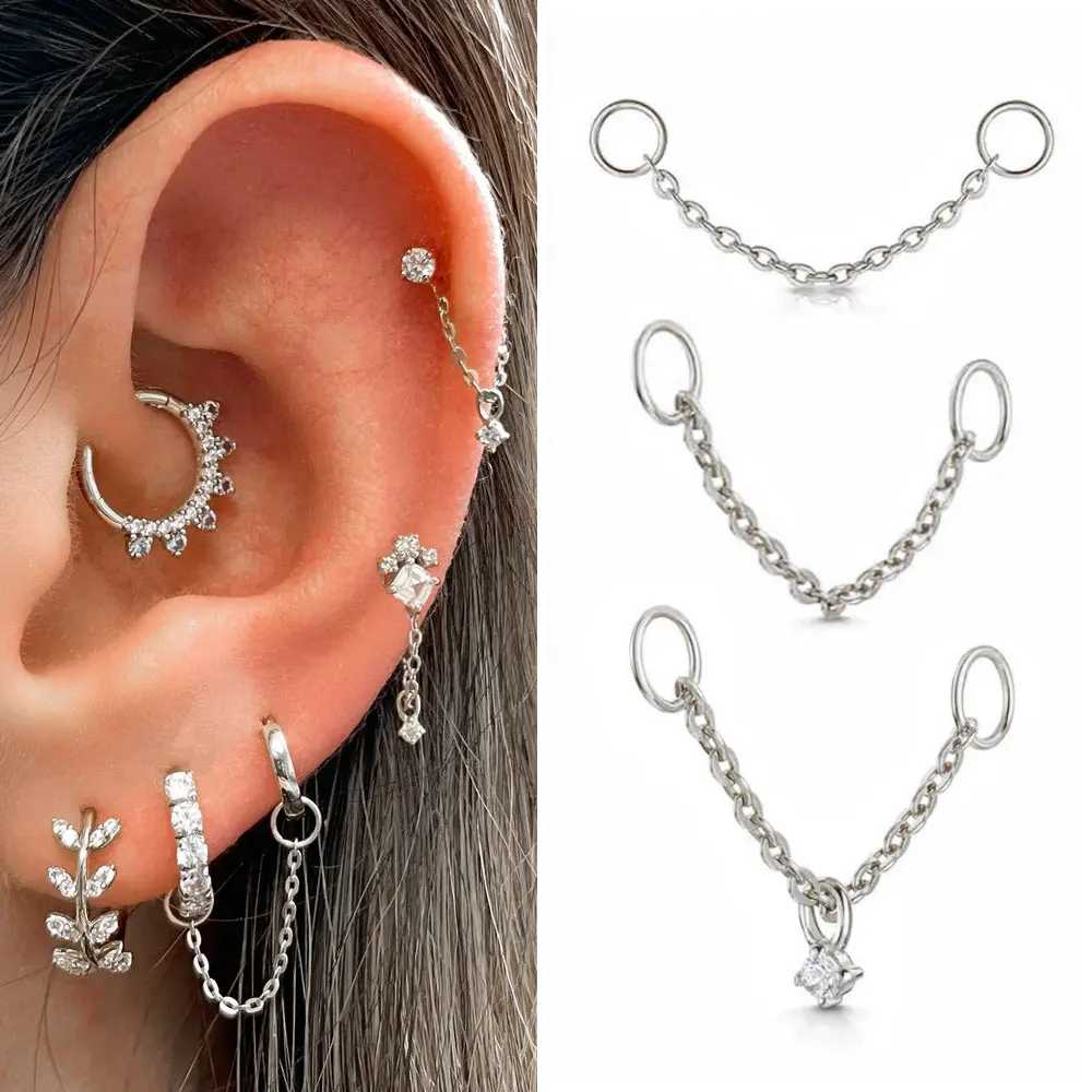 Conch Chain Earring Titanium Conch Jewelry Conch Chain Jewelry