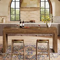 63" Rectangular Counter Height Bar Dining Table Rustic Brown Kitchen Bistro Restaurant Customized 5