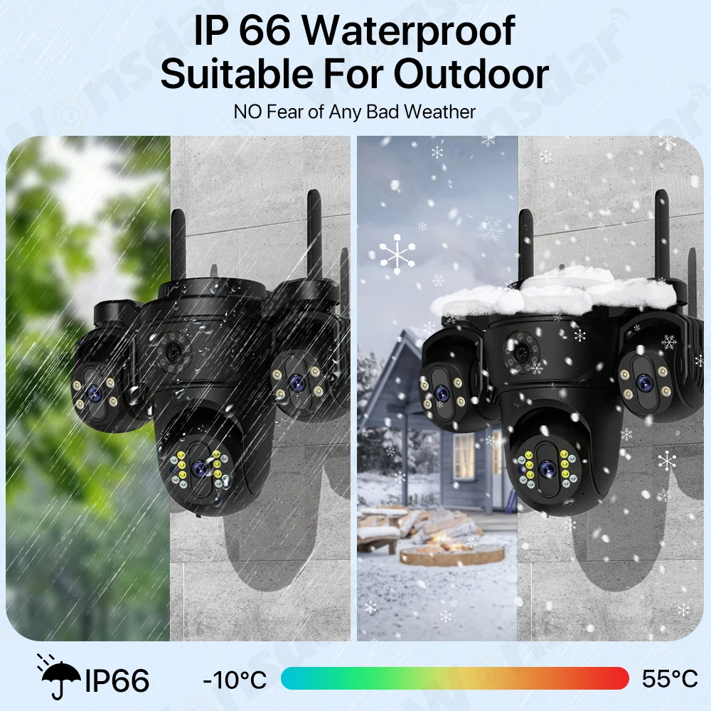 WONSADR Three Screen Three Lens HD WIFI IP Camera Dual Lens Camera Auto Tracking IP66 Waterproof CCTV Video Security Cam iCsee 5