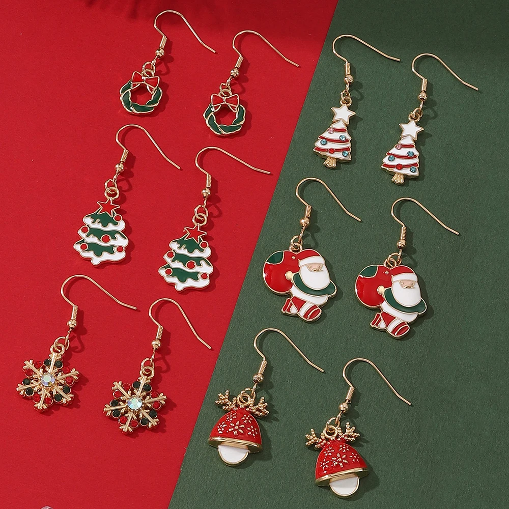 50 Stück Weihnachtsohrringe für Frauen, Weihnachtsmann, Weihnachtsbaum, Schneemann, Tropfenohrringe, Weihnachtsüberraschungsgeschenk – Detail 2