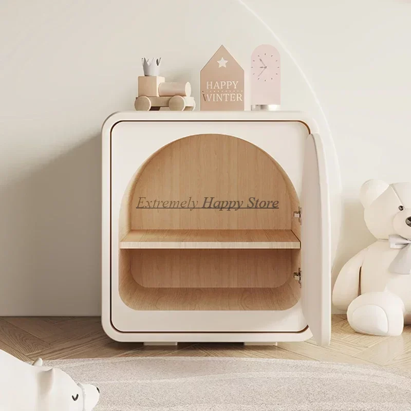 

Italian White Nightstands Aesthetic Cute Low Kids Leather Bedside Table Modern Storage Box Table De Chevet Furniture Living Room
