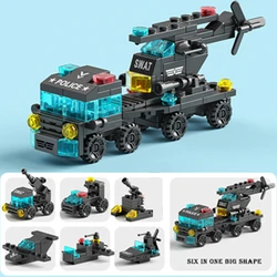 6-in-1 Special Police Vehicle and Aircraft Building Blocks Set (Opp bag 123pcs)