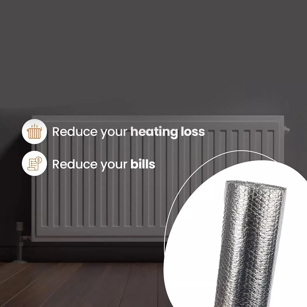 Reflective Foil Insulation Radiator Reflective Film Wall Sticker Radiator Insulation Foil 5mX60cm Double Sided Aluminum Foil Insulation Sheet For Home Heat reflective foil insulation