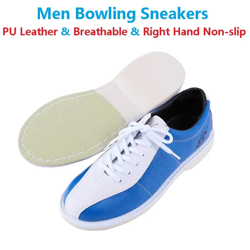 Women Men Microfiber Non-slip Bowling Shoes Breathable Hole Sneakers for Bowling Beginner Unisex PU Leather Lace-up Indoor Shoes