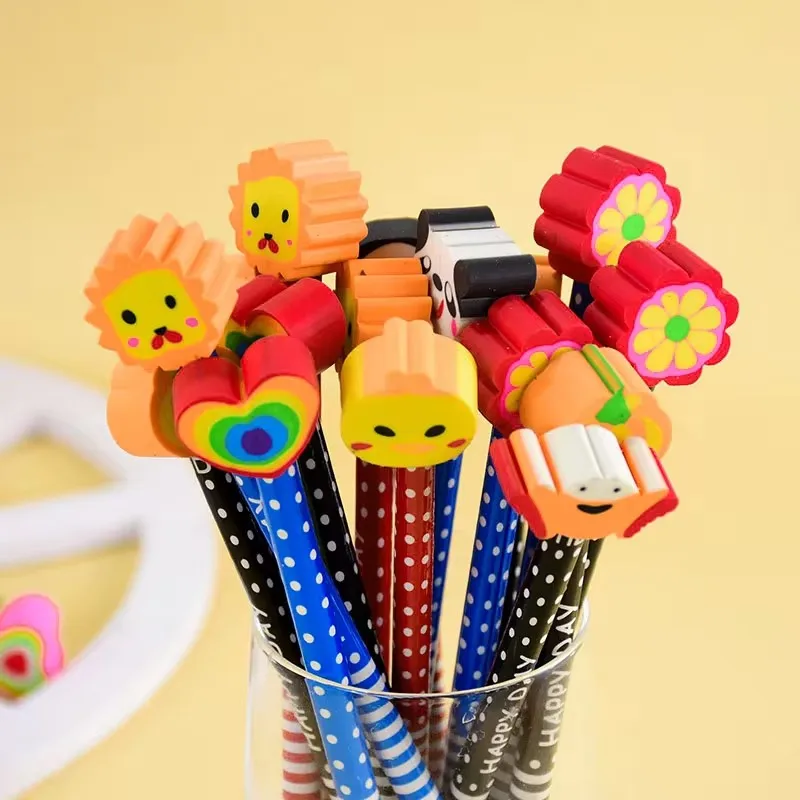 10/20Pcs Cartoon Pencil with Eraser Kids Birthday Party Favors Goodie Bag Pinata Fillers Back To School Prize Christmas Gifts