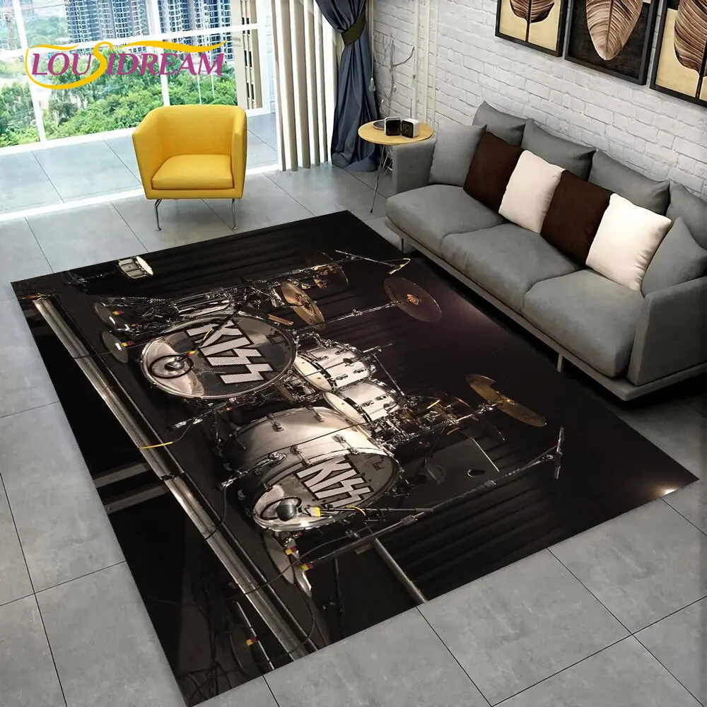 Drum Kit Music Instruments Drum Set Area Rug,Carpet for Home Living Room Bedroom Sofa Doormat Kitchen Decor,Non-slip Floor Mat