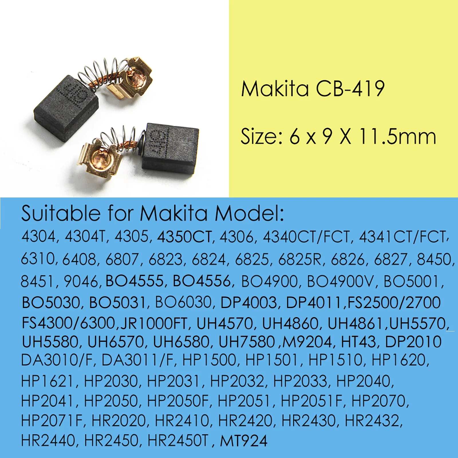 Sourcing Map Charbon Moteur Carbone Brosse Rechange CB411 6mm X 9mm X