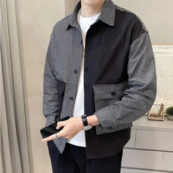 thumbnail image 1 of Camisas masculinas con estampado floral y bolsillo, camisas para hombre con botones, informales, de verano, de marca barata, estilo coreano, estilo hipster y social, 1 of 5