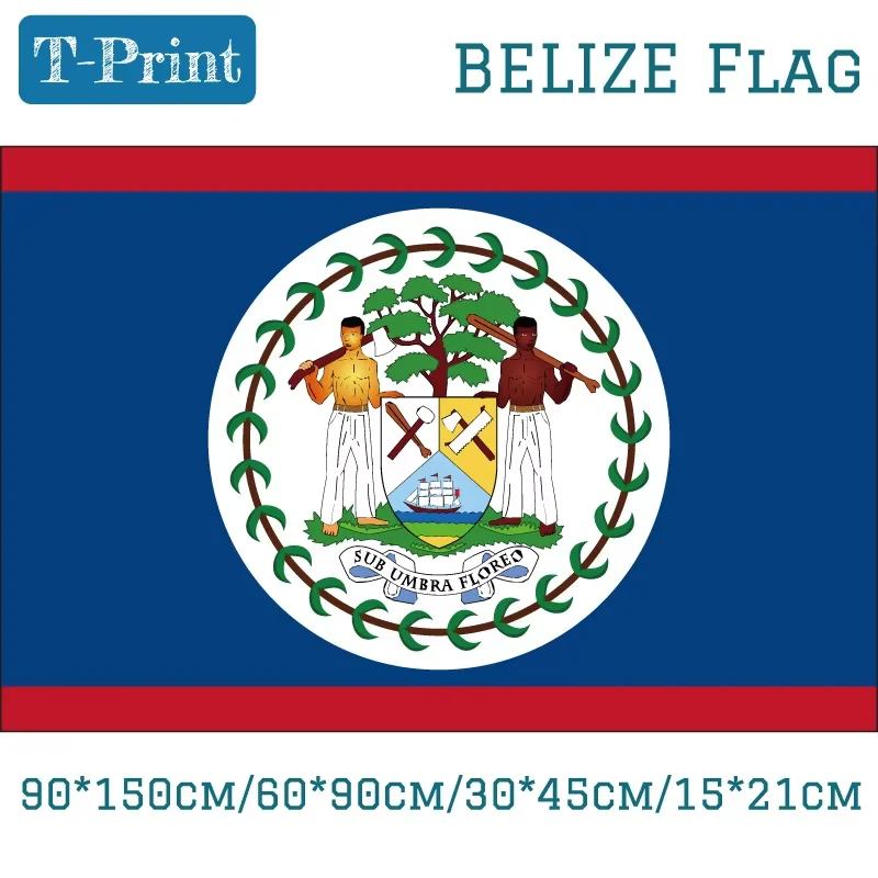 Belize 15*21cm 90*150cm 60*90cm 30*45cm araba bayrağı ulusal bayrak 3x5ft dijital baskı pirinç takozlar