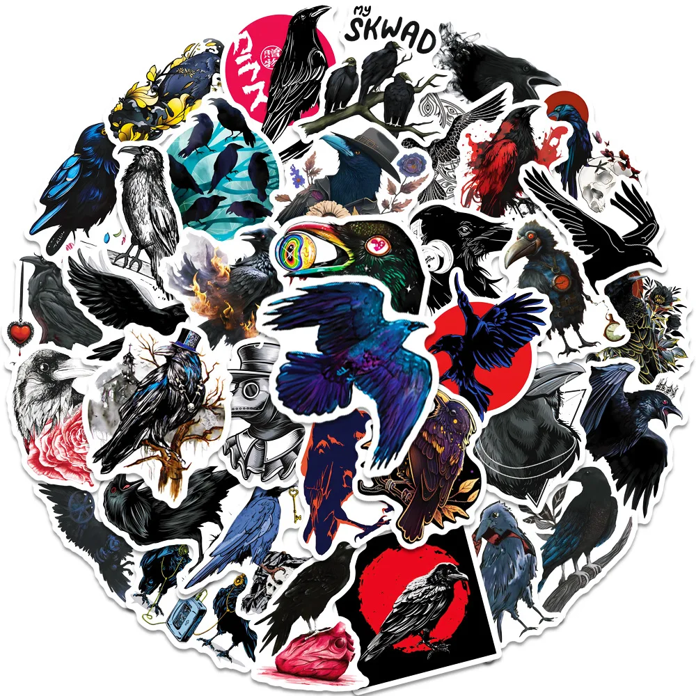 

10/50Pcs Not Repeating Terrifying Raven Stickers Suitcase Doodle Stickers Guitar Phone Notebook Stationery Computer Waterproof