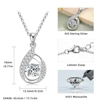 2024 New 6.5mm 1ct Round Moissanite Water Drop Necklace – 925 Silver