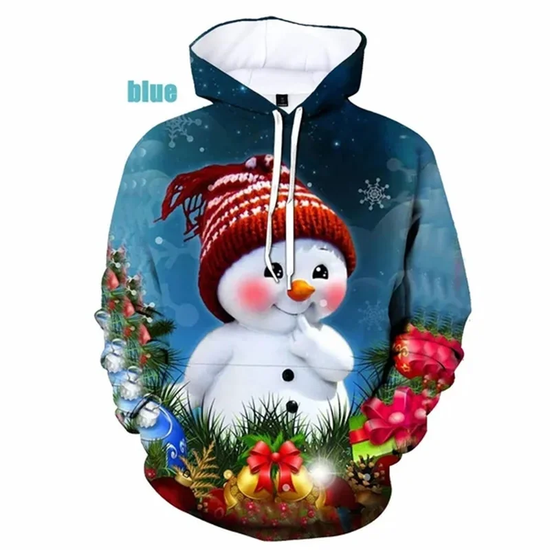 thumbnail image 1 of Sudadera con capucha de Papá Noel y gato con estampado 3D para hombre, sudadera con estampado de árbol de Navidad y muñeco de nieve, unisex, holgada, de manga larga, 1 of 4