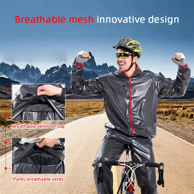 Men's Waterproof Raincoat for Cycling Hiking Climbing Reflective Safety Bicycle Clothing Jersey Mtb Bike Jacket Top Pants Only