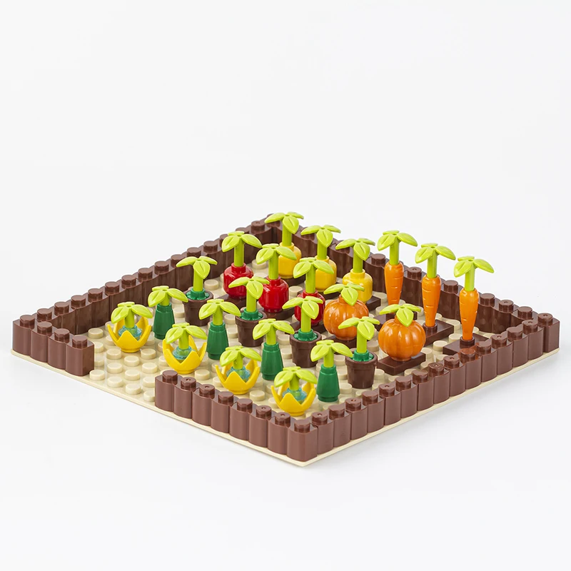 MOC0062 Nursery Base Bricks Farm Flower Plant Fruit Vegetable Compatible Building Blocks Toys For Children Friends Birthday Gift