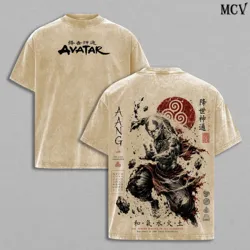 Vintage Washed Avatar Graphic T - Shirt - Men's Summer Cotton Tee - XXL (Beige)