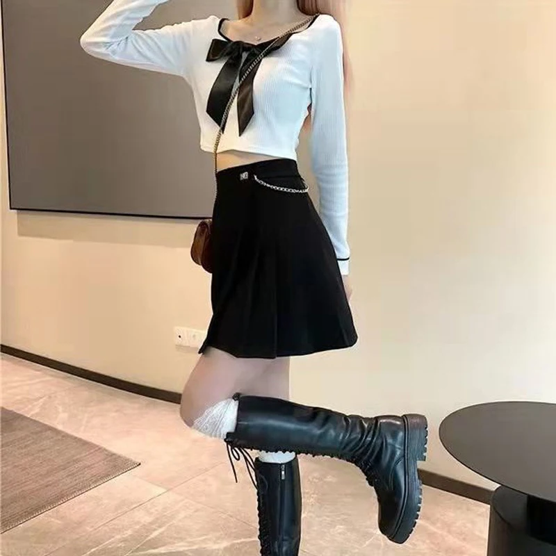 Pleated Skirt Women New 2022 Korean Fashion Style Solid Color Ladies Student Mini Skirts for Women High Waist Folds Streetwear satin skirt