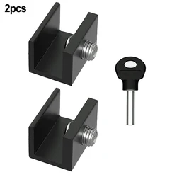 Adjustable Safety Window and Door Lock Stoppers for Kids and Pets - Anti-theft, No-Drill Sliding Lock Hardware, Set of 2 (Black)