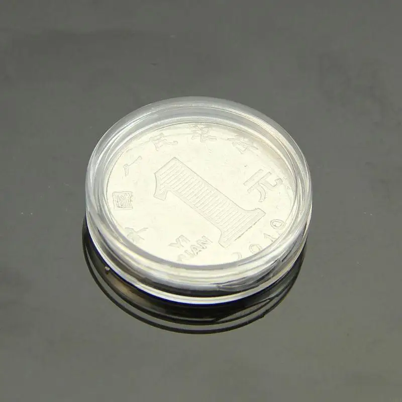 U50E 10pcs 25mm Applied Clear Round Cases Coin Storage Capsules Holder Round Plastic 2