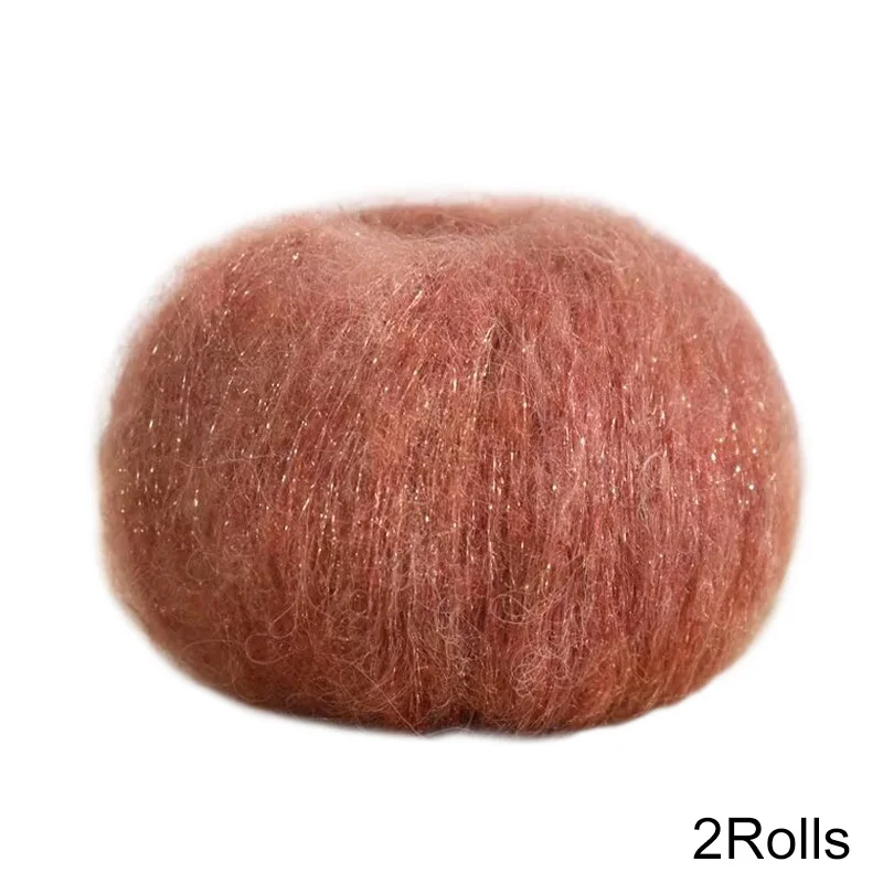 2Pcs 25g Mohair Yarn Soft Hand Knitting Thread Wool Yarn For Knitting Scarf Shawl Sweater Crochet Threads DIY Material Supplies