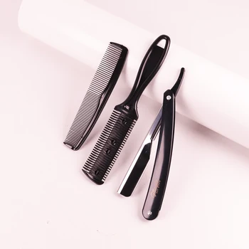 Set di strumenti per lo styling dei capelli - rasoio, pettine con rasoio, pettine bifacciale, strumenti per lo styling, speciali per parrucche di capelli veri
