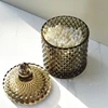 Dark Grey Crystal Glass Storage Jar with Cover Canned 600ML Diamond Cans Sugar Cotton Swab Box Household Organizer Decoration 5