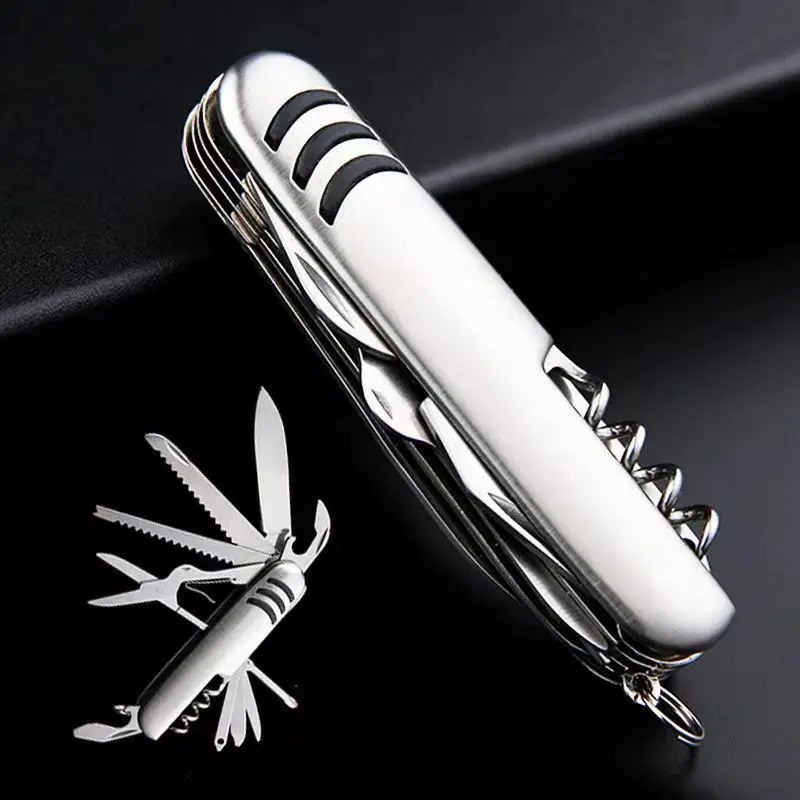  Outdoor Emergency Tool EDC Survival Kit Portable 11 in 1 Pocket Knife Drill Cone Screwdriver, Stainless Steel Bottle Opener 
