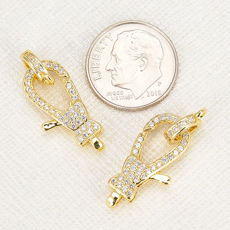 

DIY Jewelry Making Supplies Spring Buckle Plated Metal Paved Zircon Crafts Luxury Accessories Jewelry Craft Bulk Items Wholesale