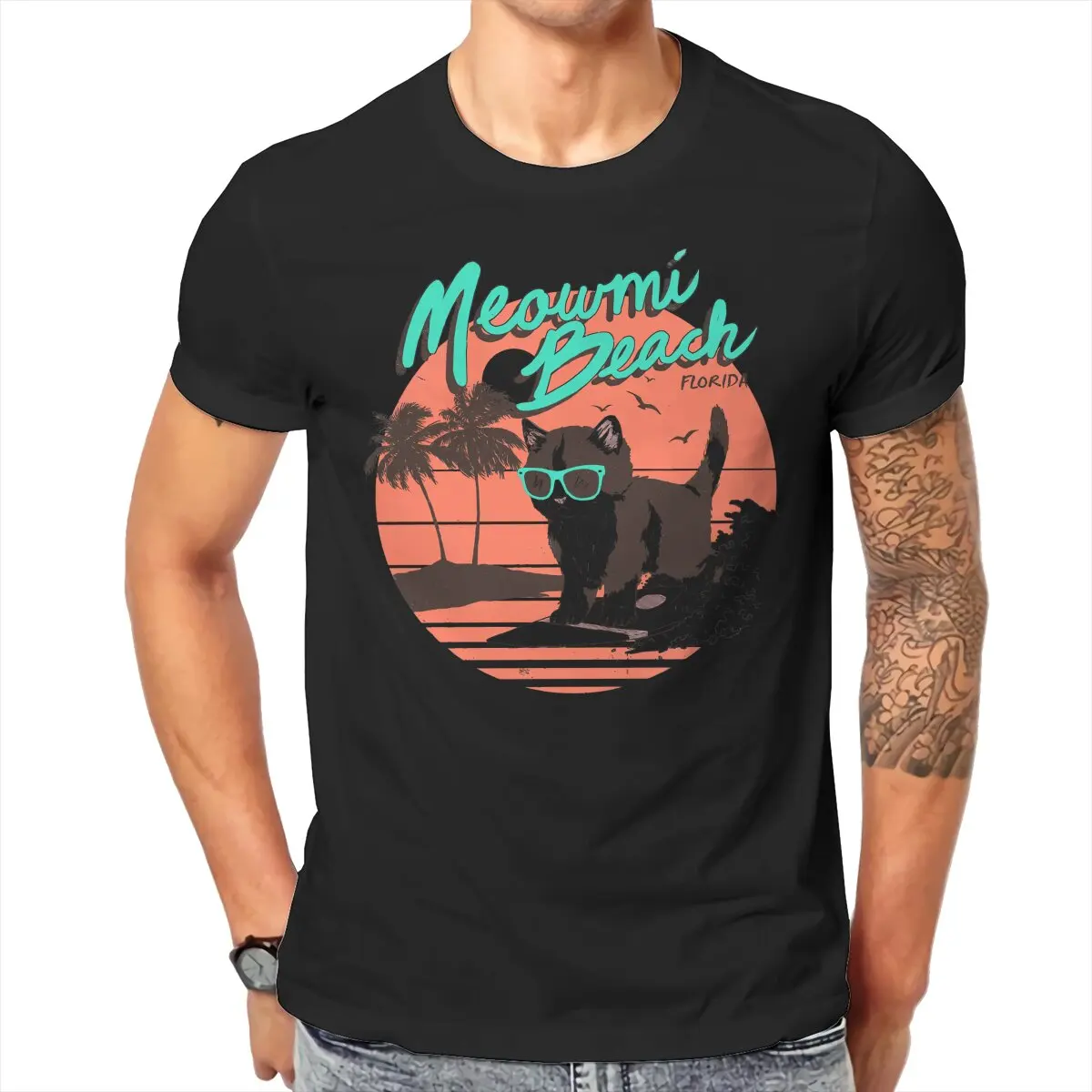 

Meowmi Beach Casual TShirt Surfing Extreme Sports Creative Tops Leisure T Shirt Male Short Sleeve Unique Gift Idea