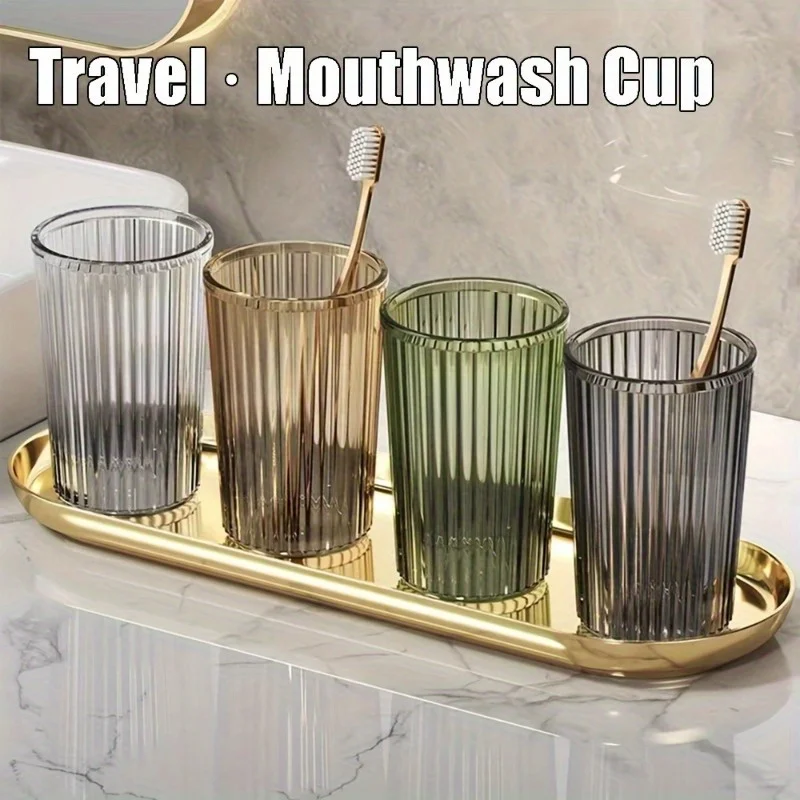 Japanese-Style Household Essentials Duo Set - Mouthwash, Toothbrush, Travel & Bathroom Accessories with Matching Brush Cups