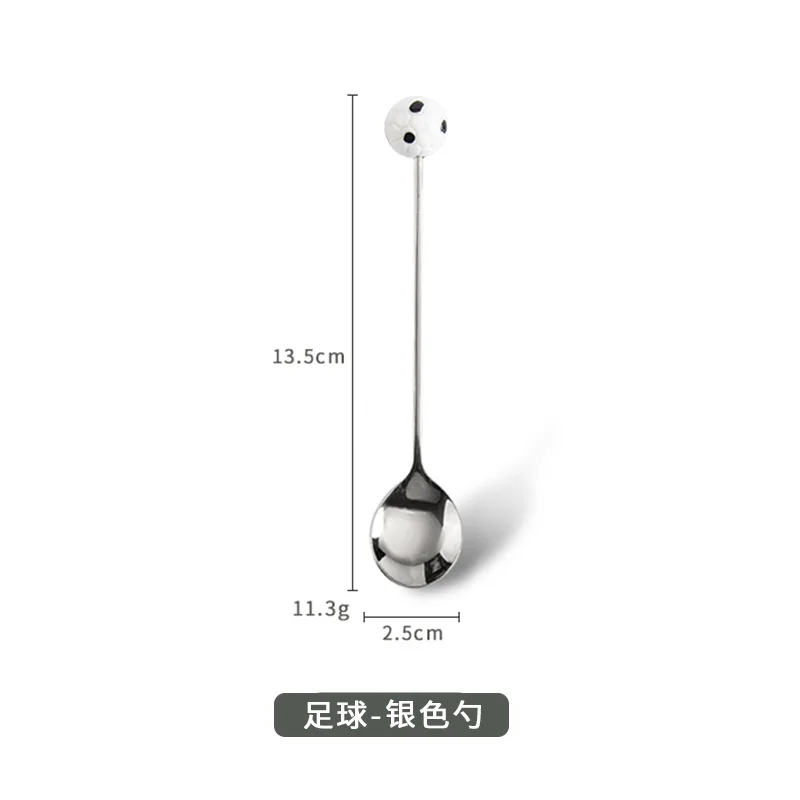 10Sets Creative Football Basketball Spoon Fork Stainless Steel 304 Fruit Fork Coffee Dessert Spoon Gift Box Set