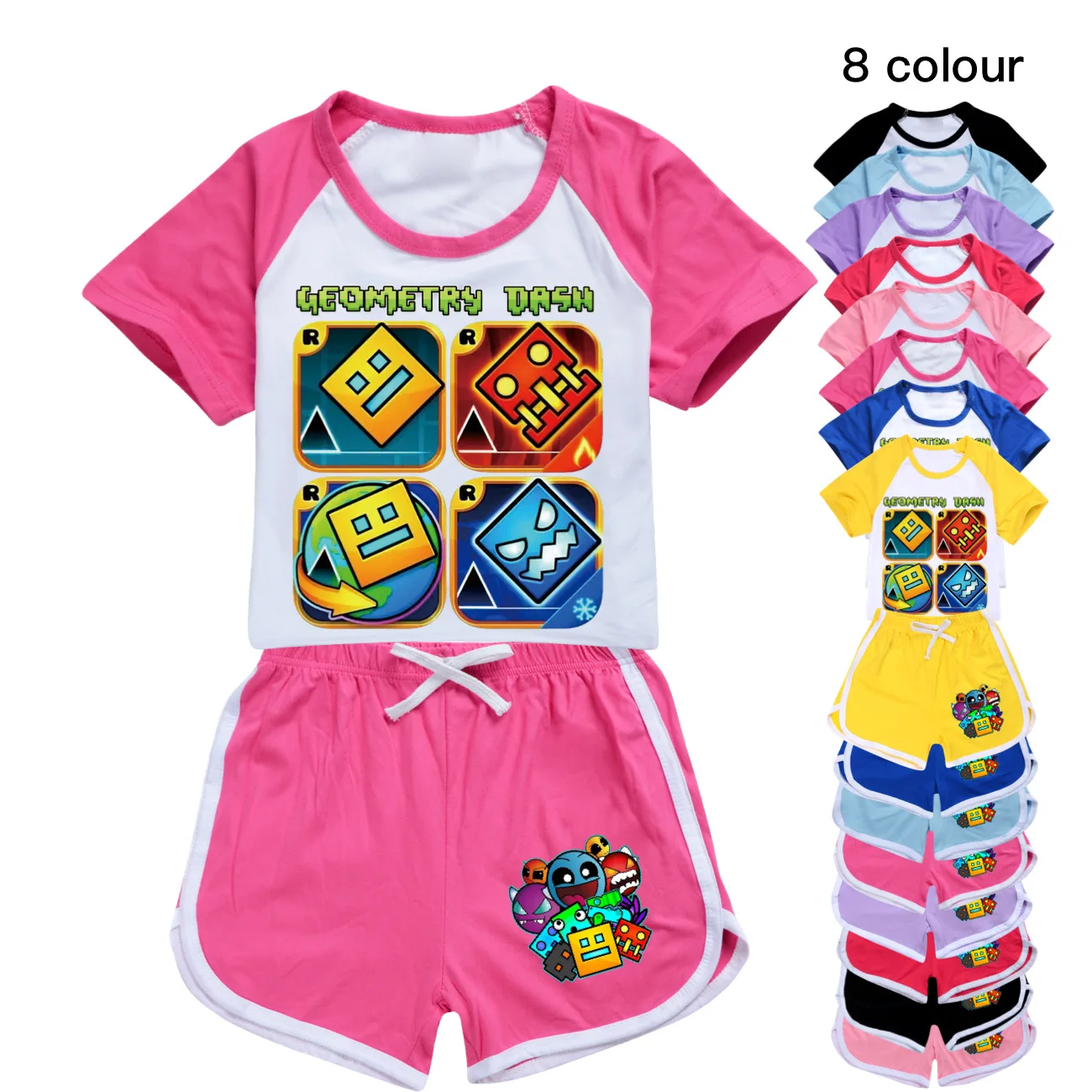 

Boys Tracksuit Geometry Dash Set Summer Children Clothing T-Shirts+Shorts 2Pcs Outfits Girls Sportswear Kids Sleepwear Pyjamas