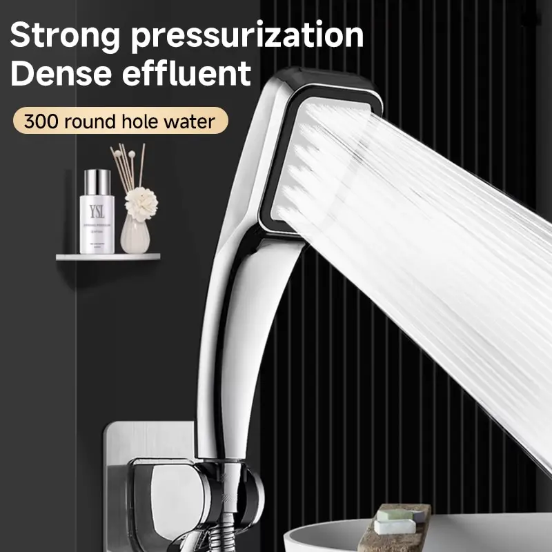300 Holes Pressurized Showerhead Hand Hold Square Shower Head Water Saving Rainfall Spray Nozzle Bathroom Accessories 2