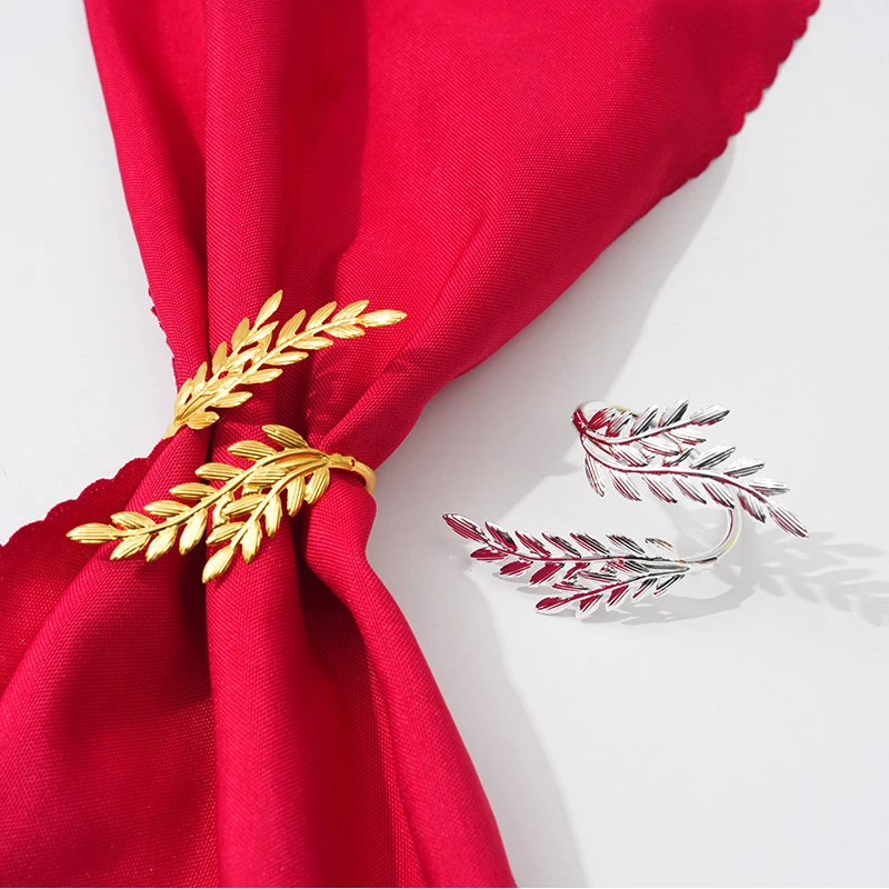 Silver Leaf Metal Napkin Rings 4